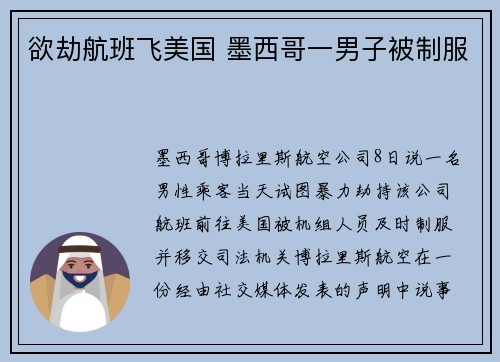 欲劫航班飞美国 墨西哥一男子被制服